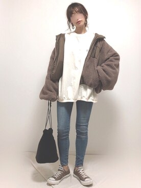 「CLEA（クレア）のWASHINGTON BIG ロンT（Tシャツ/カットソー）」を使った、❁ a i  ❁さん（レディース・158cm）の秋コーディネート