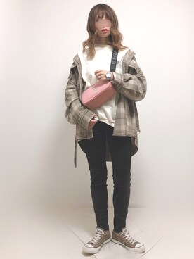 「apres jour mignon（アプレジュールミニョン）の開襟CPOジャケット【ZOZOTOWN限定アイテム】（ブルゾン）」を使った、❁ a i  ❁さん（レディース・158cm）の秋コーディネート