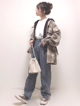 「apres jour mignon（アプレジュールミニョン）の開襟CPOジャケット【ZOZOTOWN限定アイテム】（ブルゾン）」を使った、❁ a i  ❁さん（レディース・158cm）の秋コーディネート