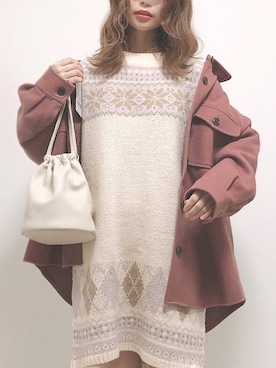 「アイテム（カバーオール、ピンク系）」を使った、❁ a i  ❁さん（レディース・158cm）の冬コーディネート