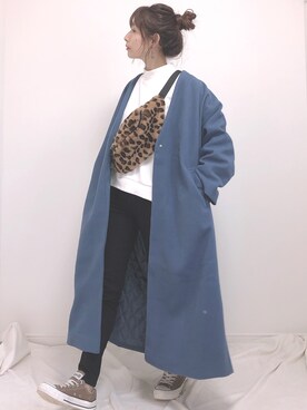 「カラーコート」｜「アイテム（アクセサリー）」を使った、❁ a i  ❁さん（レディース・158cm）の冬コーディネート