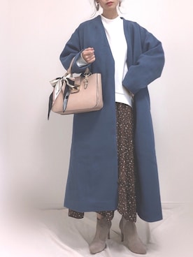 「カラーコート」｜「アイテム（財布/小物）」を使った、❁ a i  ❁さん（レディース・158cm）の冬コーディネート