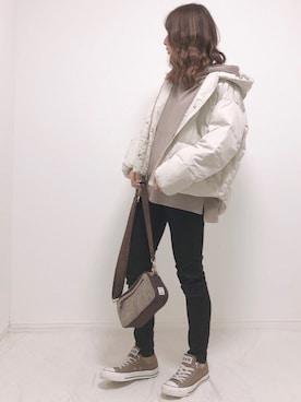 「SEVENDAYS=SUNDAY（セブンデイズサンデイ）のアイテム（パーカー）」を使った、❁ a i  ❁さん（レディース・158cm）の冬コーディネート