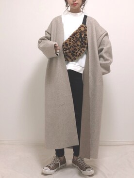 「DHOLIC STYLE（ディーホリックスタイル）のアイテム（ノーカラージャケット）」を使った、❁ a i  ❁さん（レディース・158cm）の冬コーディネート