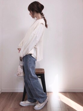 「CLEA（クレア）のWASHINGTON BIG ロンT（Tシャツ/カットソー）」を使った、❁ a i  ❁さん（レディース・158cm）の春コーディネート