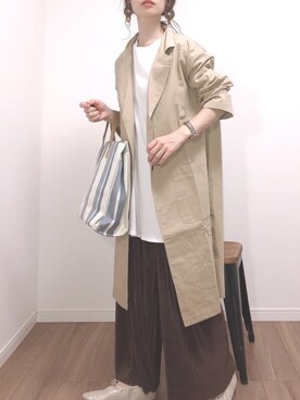 「Libra Cue（リブラ キュー）のアイテム（チェスターコート）」を使った、❁ a i  ❁さん（レディース・158cm）の春コーディネート