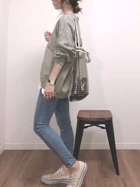 「CONVERSE（コンバース）のconverse（コンバース） ALL STAR OX（オールスターOX）（スニーカー）」を使った、❁ a i  ❁さん（レディース・158cm）の春コーディネート