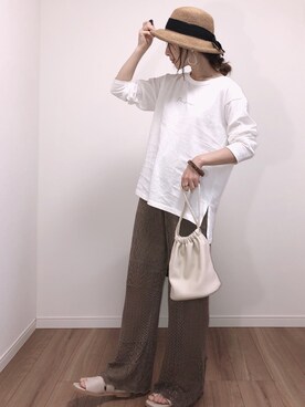 「透かし編みニット」｜❁ a i  ❁さん（レディース・158cm）の春コーディネート