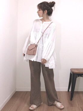 「透かし編みニット」｜❁ a i  ❁さん（レディース・158cm）の春コーディネート