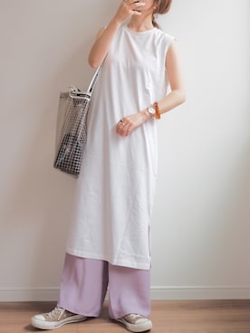 「GUコーデ」｜「アイテム（セットアップ）」を使った、❁ a i  ❁さん（レディース・158cm）の夏コーディネート