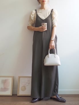 「ジャガード」｜「アイテム（サロペット/オーバーオール）」を使った、❁ a i  ❁さん（レディース・158cm）の夏コーディネート