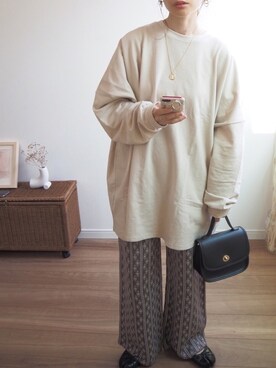 「reca（レカ）のゆったりラフな着心地◆超ビッグシルエットカットソー（Tシャツ/カットソー）」を使った、❁ a i  ❁さん（レディース・158cm）の秋コーディネート