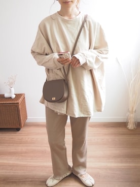 「reca（レカ）のゆったりラフな着心地◆超ビッグシルエットカットソー（Tシャツ/カットソー）」を使った、❁ a i  ❁さん（レディース・158cm）の秋コーディネート