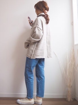 「select MOCA（セレクトモカ）のリンキングオーバーサイズタートルニット（ニット/セーター）」を使った、❁ a i  ❁さん（レディース・158cm）の秋コーディネート