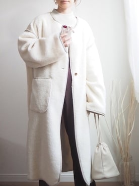 「消えそうな色コーデ」｜「アイテム（ムートンコート）」を使った、❁ a i  ❁さん（レディース・158cm）の秋コーディネート