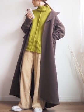 「ピスタチオ」｜「アイテム（チェスターコート）」を使った、❁ a i  ❁さん（レディース・158cm）の秋コーディネート