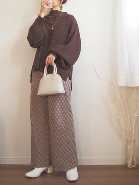 「ゆるニット」｜「アイテム（ダウンジャケット/コート）」を使った、❁ a i  ❁さん（レディース・158cm）の秋コーディネート