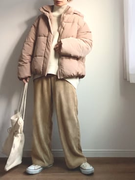 「ゆるニット」｜「アイテム（ダウンジャケット/コート）」を使った、❁ a i  ❁さん（レディース・158cm）の冬コーディネート