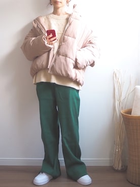 「ゆるニット」｜「アイテム（ダウンジャケット/コート）」を使った、❁ a i  ❁さん（レディース・158cm）の冬コーディネート