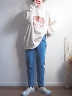 「CONVERSE（コンバース）のconverse（コンバース） ALL STAR OX（オールスターOX）（スニーカー）」を使った、❁ a i  ❁さん（レディース・158cm）の冬コーディネート