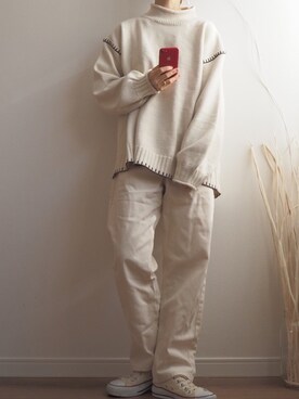 「CONVERSE（コンバース）のconverse（コンバース） ALL STAR OX（オールスターOX）（スニーカー）」を使った、❁ a i  ❁さん（レディース・158cm）の冬コーディネート