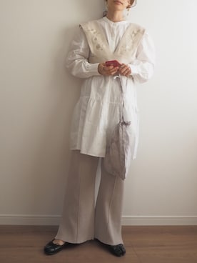 「ap retro（アプレトロ）の刺繍デザインニットビスチェベスト【ZOZO限定アイテム】（ベスト）」を使った、❁ a i  ❁さん（レディース・158cm）の冬コーディネート