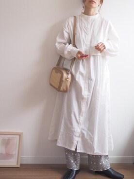 「ap retro（アプレトロ）のアイテム（シャツワンピース）」を使った、❁ a i  ❁さん（レディース・158cm）の冬コーディネート