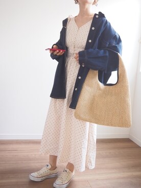 「ap retro（アプレトロ）のアイテム（デニムジャケット）」を使った、❁ a i  ❁さん（レディース・158cm）の春コーディネート