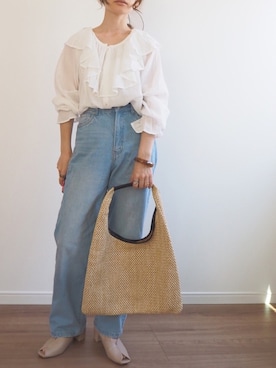 「ペーパーバッグ」｜「アイテム（その他シューズ）」を使った、❁ a i  ❁さん（レディース・158cm）の春コーディネート