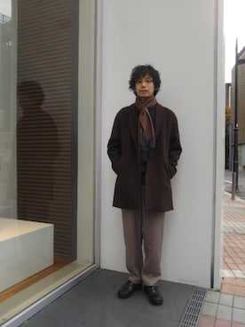 「カシミヤマフラー」｜「アイテム（その他アウター）」を使った、リョータさん（メンズ・175cm）の冬コーディネート