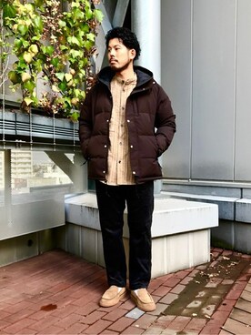 「suicoke（スイコック）のアイテム（スリッポン）」を使った、LASKA officialさん（メンズ・183cm）の秋コーディネート