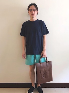 「無印良品（ムジルシリョウヒン）のアイテム（スリッポン）」を使った、Rano Chenさん（メンズ・170cm）の夏コーディネート