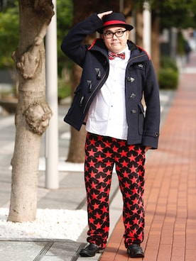 「TOMMY（トミー）のアイテム（ダッフルコート）」を使った、JUNØ  D'Marzioさん（メンズ・174cm）の冬コーディネート