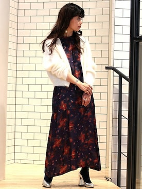 「ホワイトニット」｜IMURAさん（レディース・157cm）の冬コーディネート