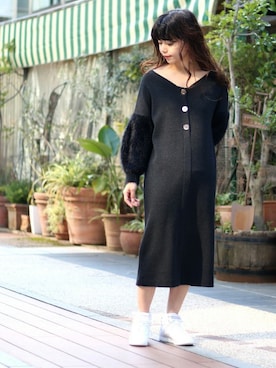 「Marilyn Moon（マリリンムーン）のアイテム」を使った、IMURAさん（レディース・157cm）の冬コーディネート
