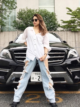 「CRY.（クライ）のアイテム（トップス）」を使った、REI  RABITさん（レディース・160cm）の夏コーディネート