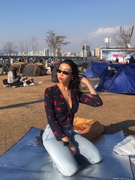 「Le Specs（-）のアイテム」を使った、jingruさん（レディース・172cm）の春コーディネート