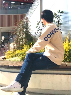 「CONVERSE TOKYO（コンバーストウキョウ）のアイテム（スウェット）」を使った、noooooooooobuchiさん（メンズ・171cm）の秋コーディネート