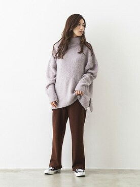 ニット セーターを使った グレー ブラウン のレディース人気ファッションコーディネート Wear
