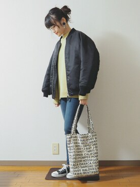 「JOURNAL STANDARD relume（ジャーナルスタンダード　レリューム）のアイテム（MA-1）」を使った、ｐａｎａさん（レディース・162cm）の冬コーディネート