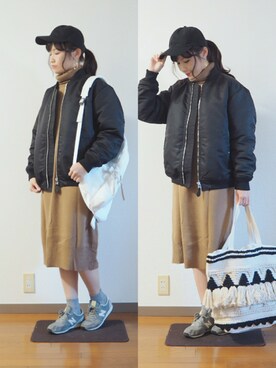 「JOURNAL STANDARD relume（ジャーナルスタンダード　レリューム）のアイテム（MA-1）」を使った、ｐａｎａさん（レディース・162cm）の冬コーディネート