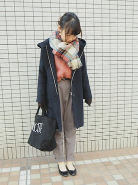 「グレーパンツ」｜「アイテム（その他アウター）」を使った、ｐａｎａさん（レディース・162cm）の冬コーディネート