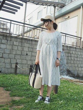 「haco!（ハコ）のアイテム（アナログ腕時計）」を使った、ｐａｎａさん（レディース・162cm）の夏コーディネート