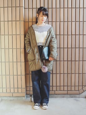 「URBAN RESEARCH DOORS（アーバンリサーチドアーズ）のデニムワイドパンツ（デニムパンツ）」を使った、ｐａｎａさん（レディース・162cm）の冬コーディネート