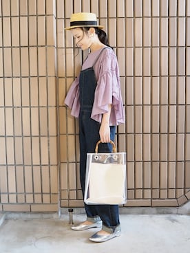 「シルバーシューズ」｜「アイテム（サロペット/オーバーオール）」を使った、ｐａｎａさん（レディース・162cm）の春コーディネート