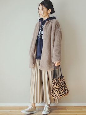 「select MOCA（セレクトモカ）のアイテム（ノーカラージャケット）」を使った、ｐａｎａさん（レディース・162cm）の冬コーディネート