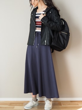 「reca（レカ）のアイテム（ライダースジャケット）」を使った、ｐａｎａさん（レディース・162cm）の冬コーディネート
