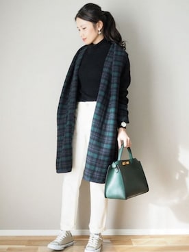 「白デニム」｜「アイテム（その他アウター）」を使った、ｐａｎａさん（レディース・162cm）の冬コーディネート