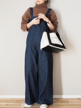 「Daniel Wellington」｜「アイテム（サロペット/オーバーオール）」を使った、ｐａｎａさん（レディース・162cm）の冬コーディネート