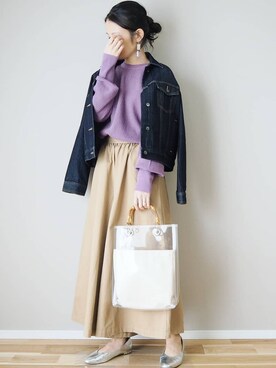 「Chaco closet（チャコ クローゼット）のリラクシングAラインフレアワイドパンツ（その他パンツ）」を使った、ｐａｎａさん（レディース・162cm）の春コーディネート